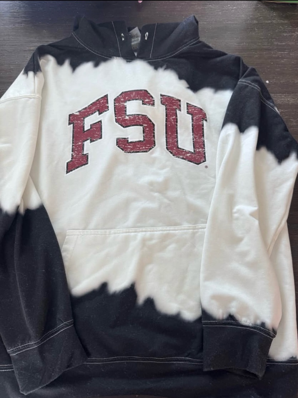 FSU Tie-Dye Pullover Hoodie - Black & White